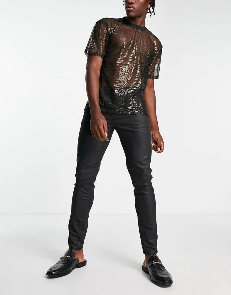 商品ASOS|ASOS DESIGN skinny jeans in black with coated denim,价格¥176,第4张图片详细描述