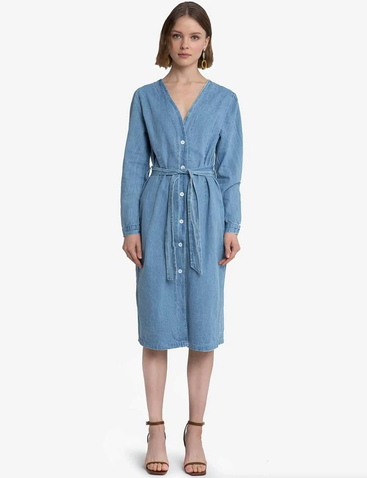 商品Pixie Market|Denim Midi Belted Button Dress,价格¥753,第2张图片详细描述