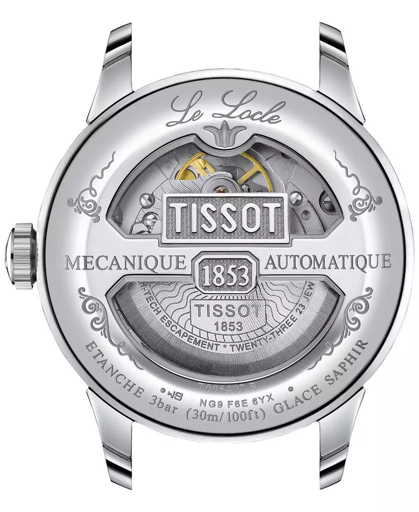 商品Tissot|Men's Le Locle Powermatic 80 Automatic Stainless Steel Bracelet Watch 39.3mm,价格¥5044,第3张图片详细描述