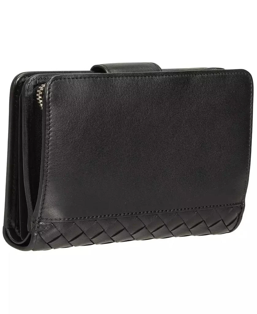 商品Mancini Leather Goods|Women's Basket Weave Collection RFID Secure Mini Clutch Wallet,价格¥790,第3张图片详细描述