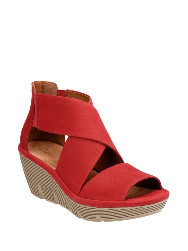 商品Clarks|Clarene Glamor Leather Wedge Sandals,价格¥977,第1张图片