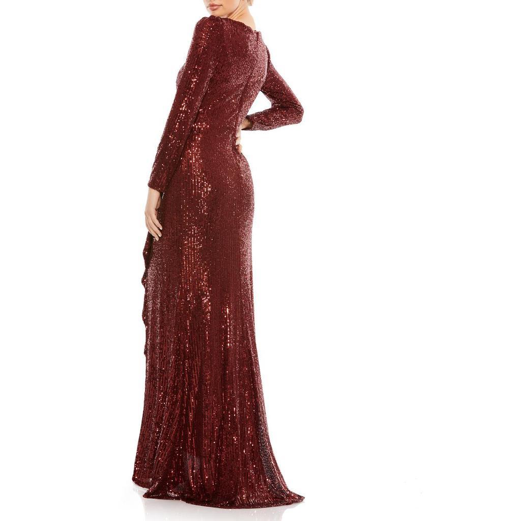 商品Mac Duggal|Mac Duggal Women's Sequined High Slit Ruffled Gown with Sweep Train,价格¥1466,第4张图片详细描述
