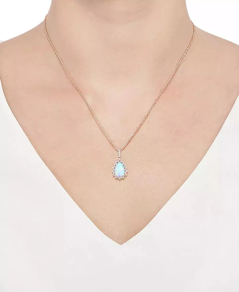 商品Macy's|Lab-Grown Opal (1 ct. t.w.) & Lab-Grown White Sapphire (1/2 ct. t.w.) 18" Pendant Necklace in 14k Rose Gold-Plated Sterling Silver (Also in Lab-Grown Ruby & Lab-Grown Blue Sapphire),价格¥374,第2张图片详细描述