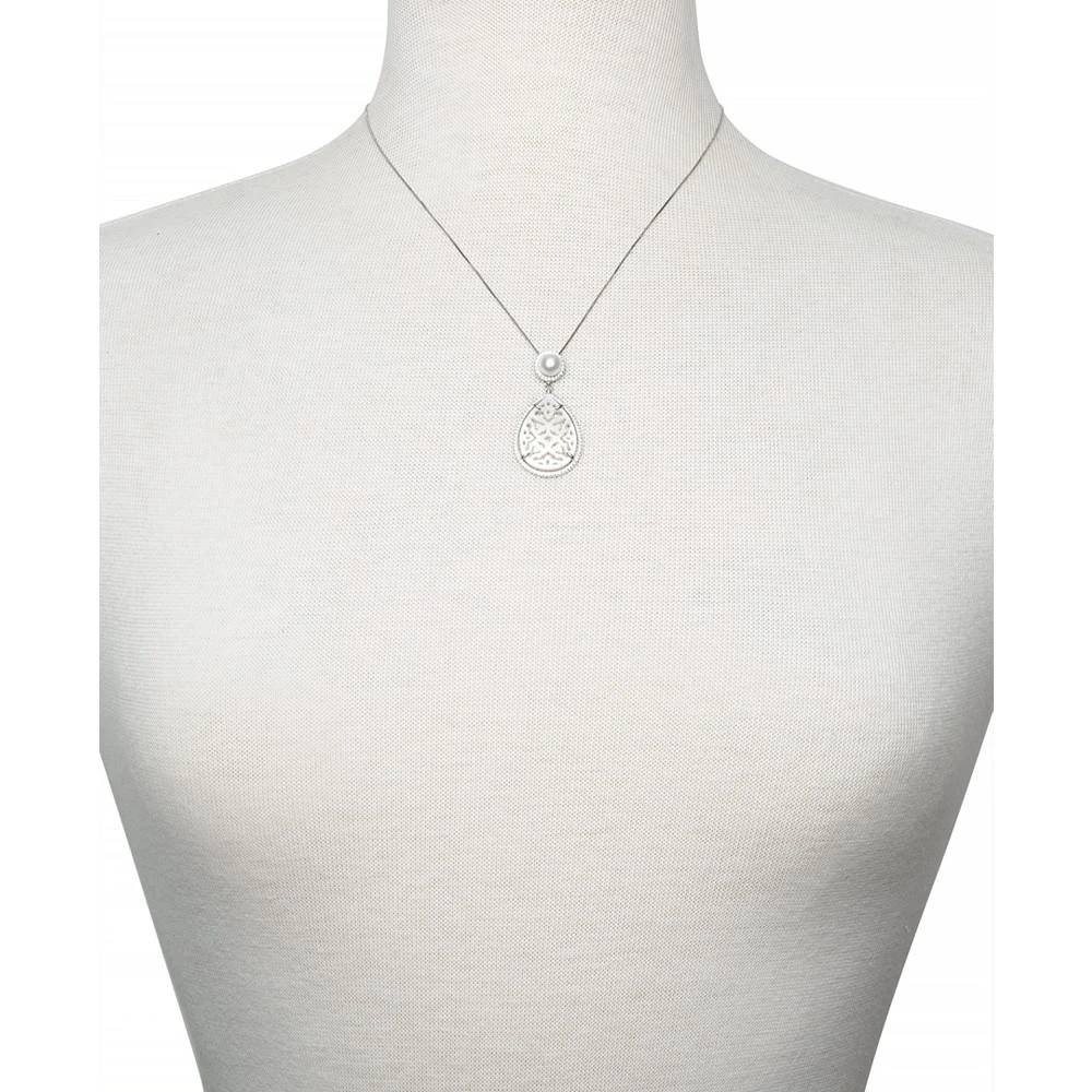 商品Belle de Mer|Cultured Freshwater Pearl (6mm), Carved Mother-of-Pearl, & Cubic Zirconia 18" Pendant Necklace in Sterling Silver,价格¥1491,第2张图片详细描述