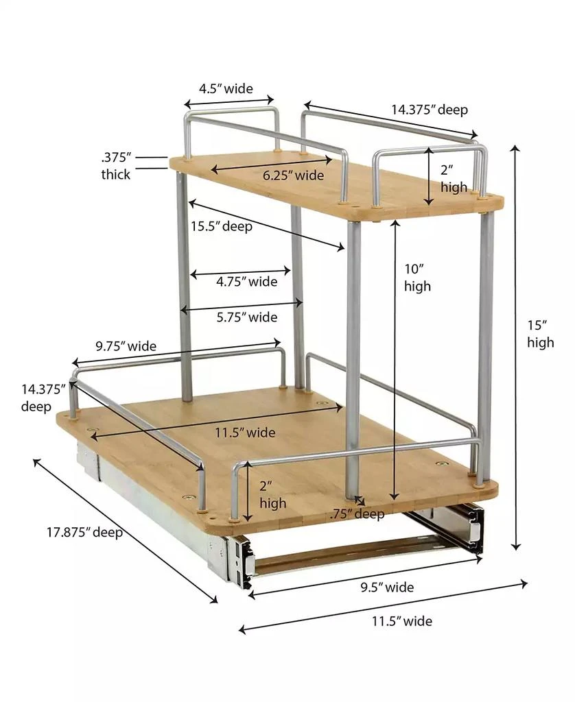 商品Household Essentials|Glidez 2-Tier 11.5" Sliding Cabinet Organizer,价格¥1150,第3张图片详细描述