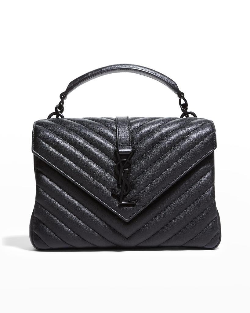 商品Yves Saint Laurent|College Medium Monogram YSL V-Flap Crossbody Bag - Black Hardware,价格¥20048,第1张图片