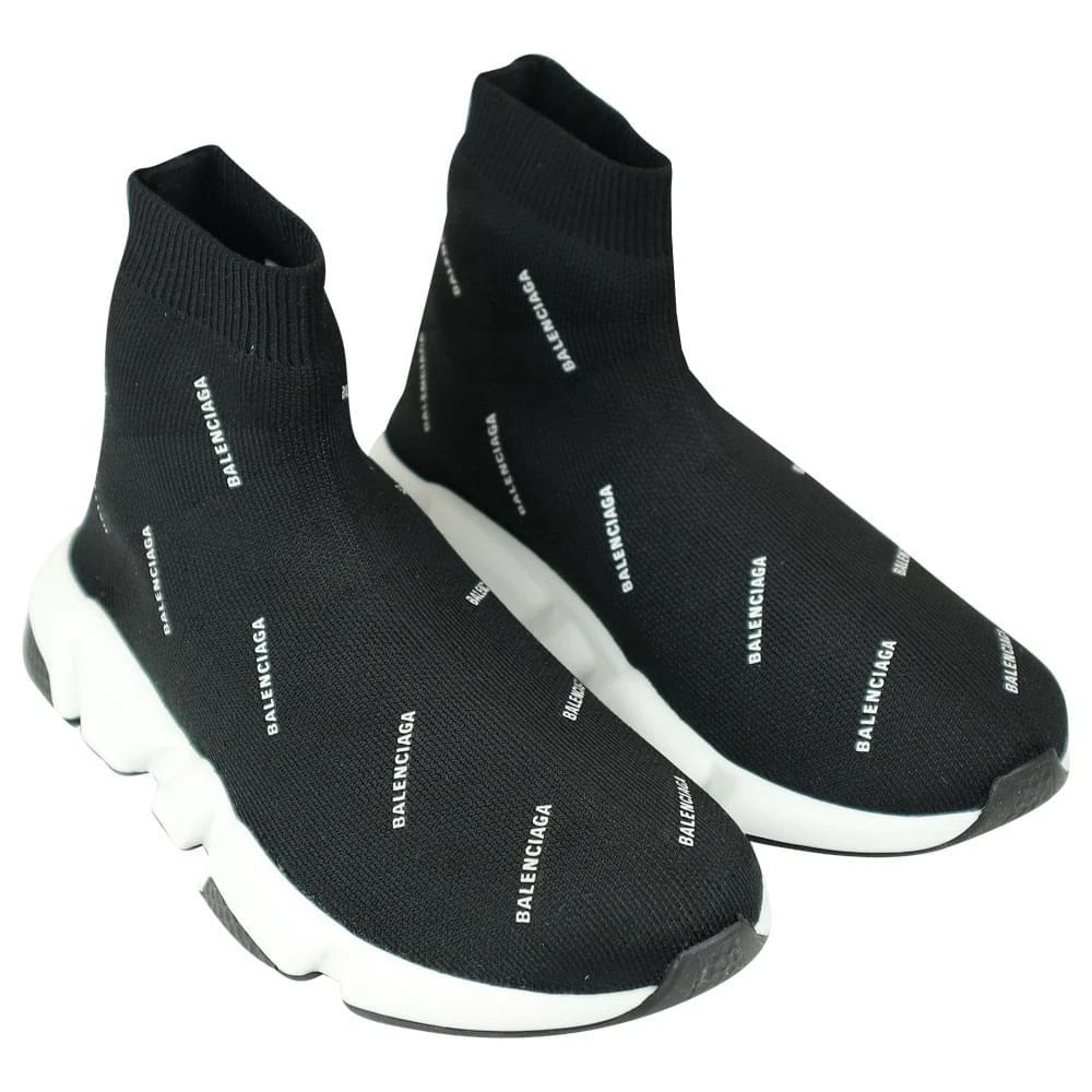 商品Balenciaga|Black & White Repeat Logo Speed Sock Trainers,价格¥1547,第1张图片