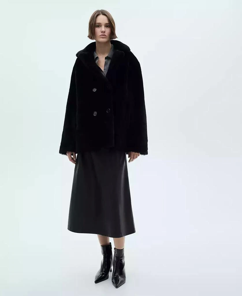 商品Mango|Women's Double-Breasted Leather Coat,价格¥4047,第5张图片详细描述