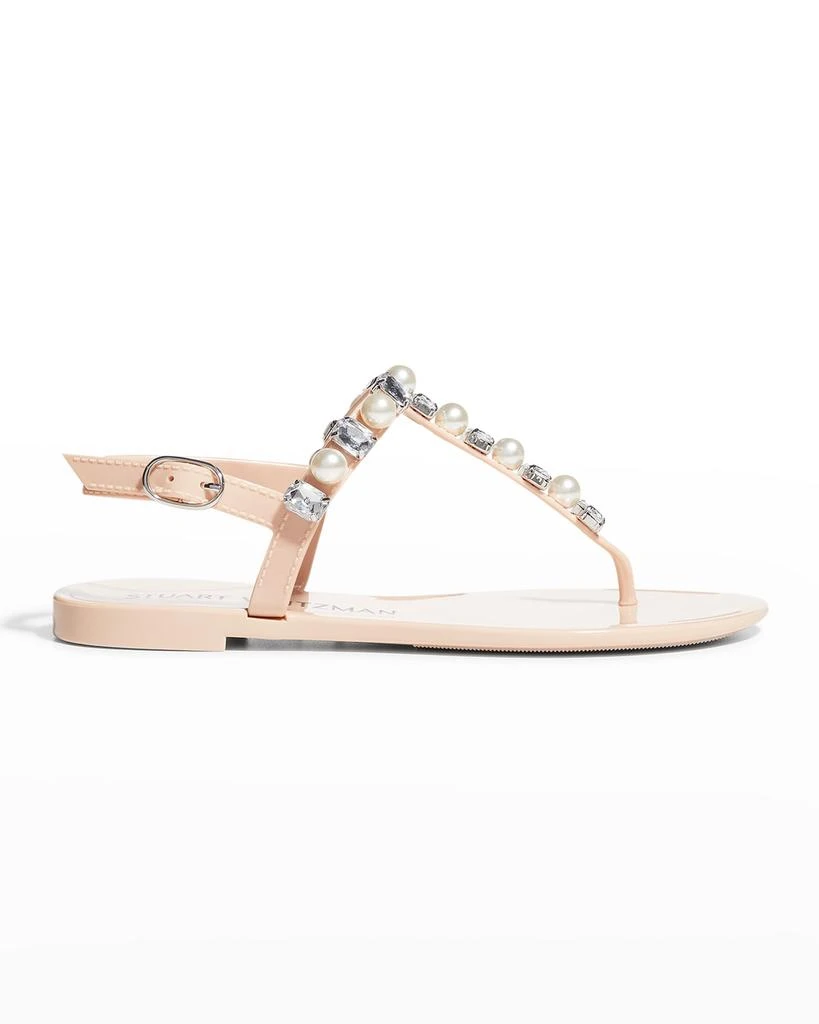 商品Stuart Weitzman|Goldie Jelly Crystal Thong Sandals,价格¥531,第1张图片