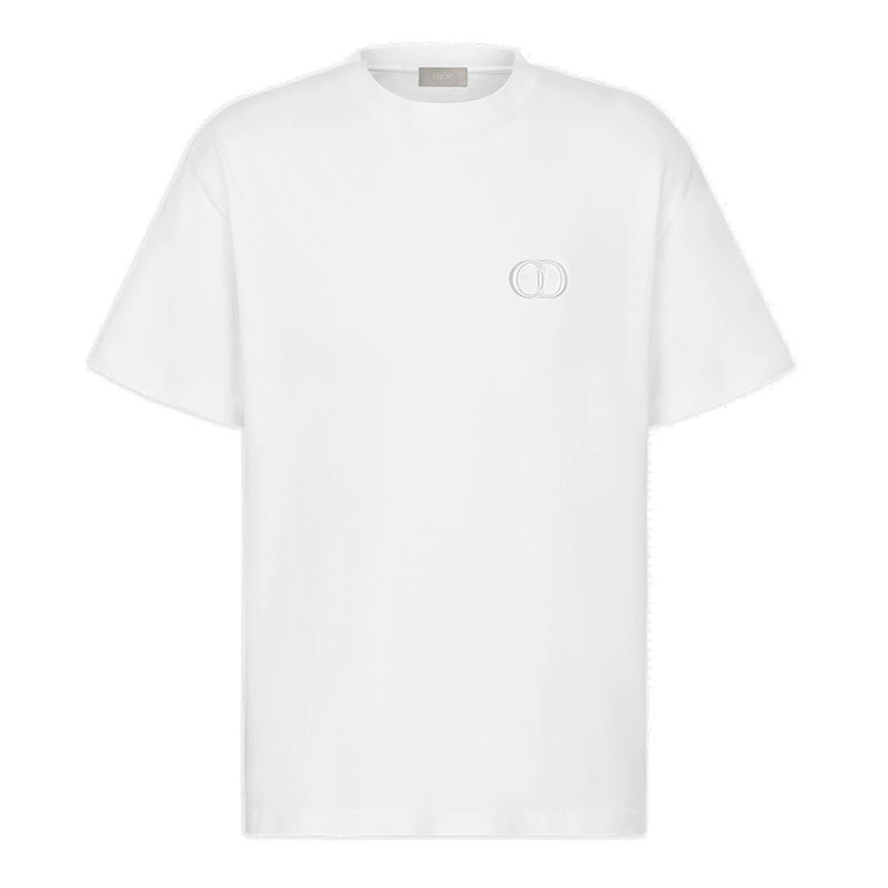 商品Dior|【预售3-7天】迪奥  男士白色纯棉CD刺绣短袖T恤 943J605A0554_C080,价格¥4910,第1张图片