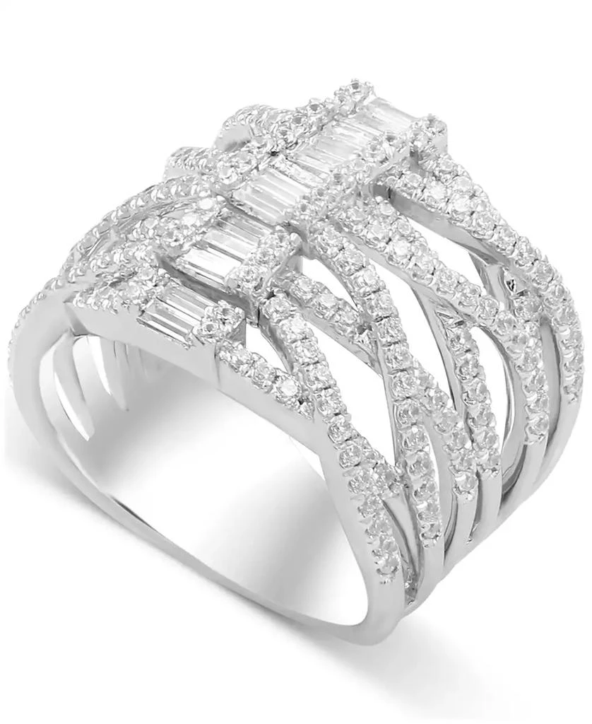 商品Macy's|Diamond Round & Baguette Crossover Wide Statement Ring (1-3/4 ct. t.w.) in 14k White Gold,价格¥20941,第1张图片