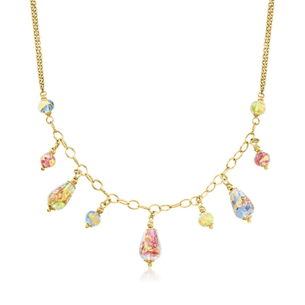 商品Ross-Simons|Ross-Simons Italian Multicolored Murano Glass Bead Drop Necklace in 18kt Gold Over Sterling,价格¥787,第1张图片