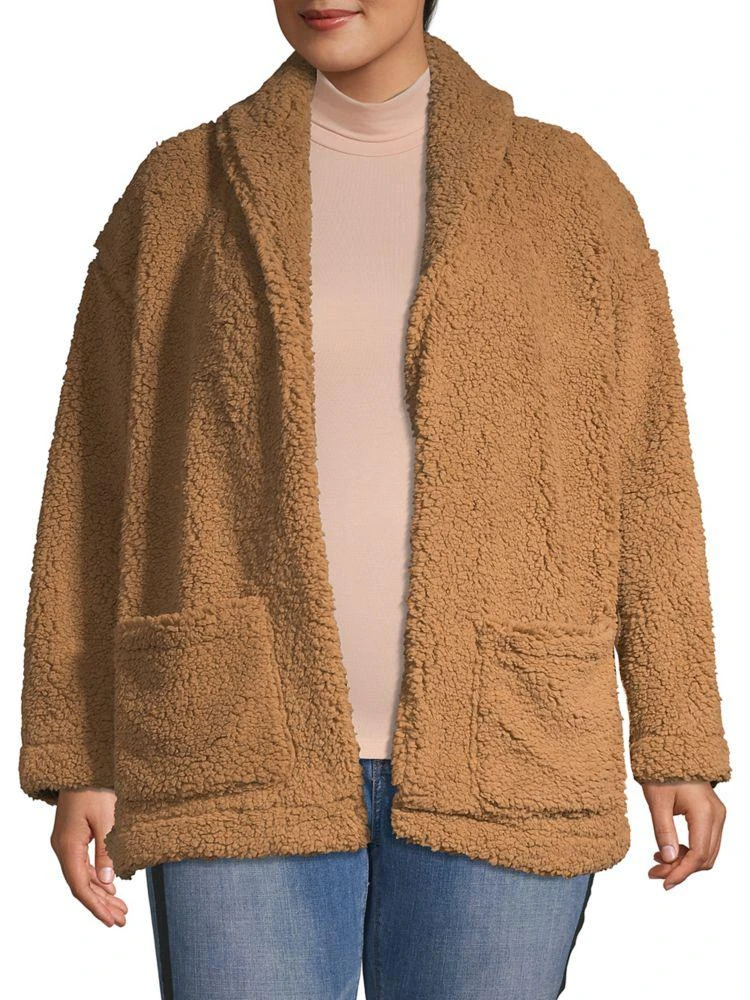 商品Lord&Taylor|Plus Faux Shearling Open-Front Teddy Jacket,价格¥272,第1张图片