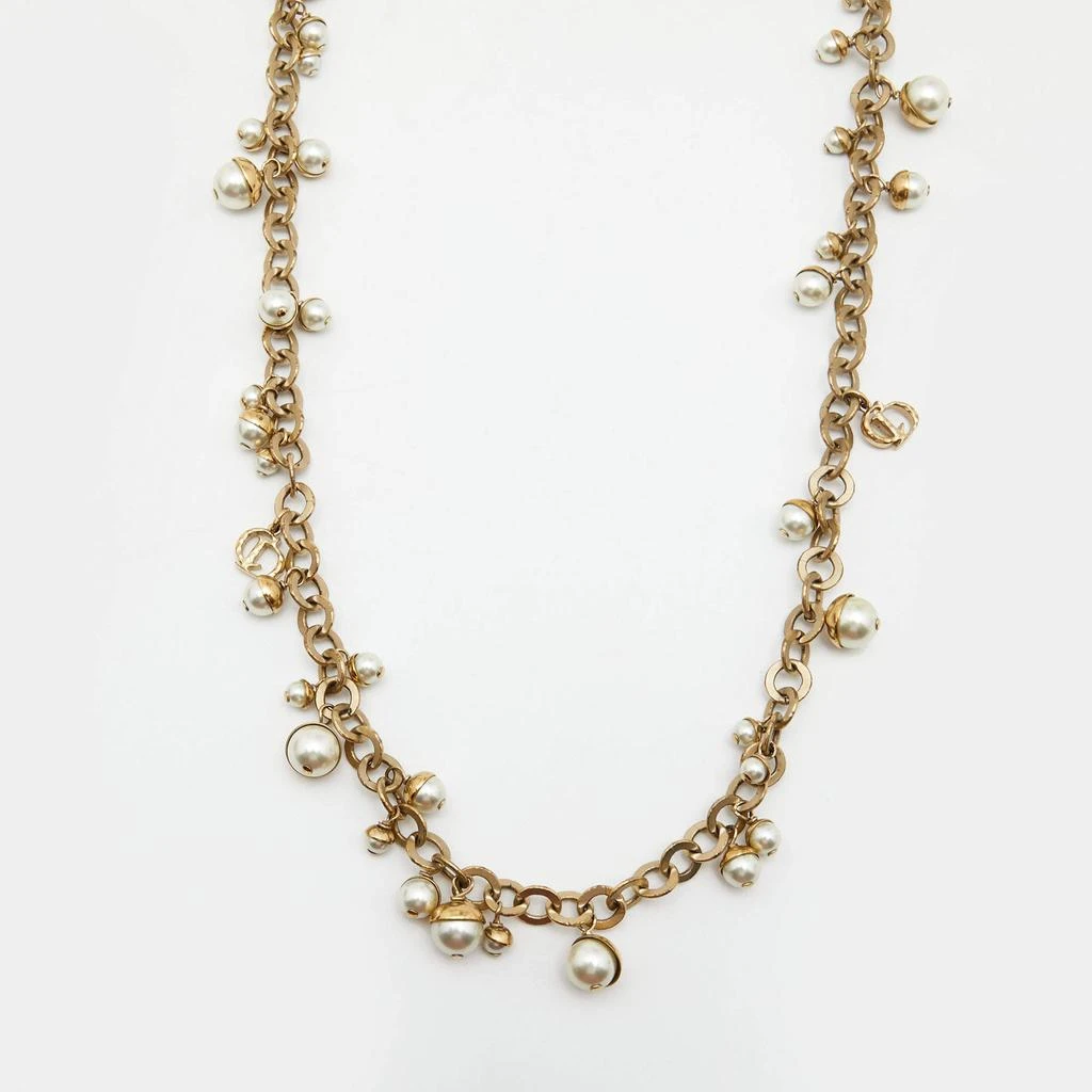 商品[二手商品] Dior|Dior Mise En Dior CD Faux Pearl Gold Tone Long Necklace,价格¥3751,第1张图片