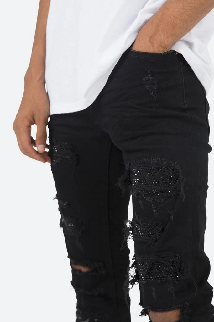 商品MNML|X201 Rhinestone Skinny Denim - Black,价格¥403,第2张图片详细描述