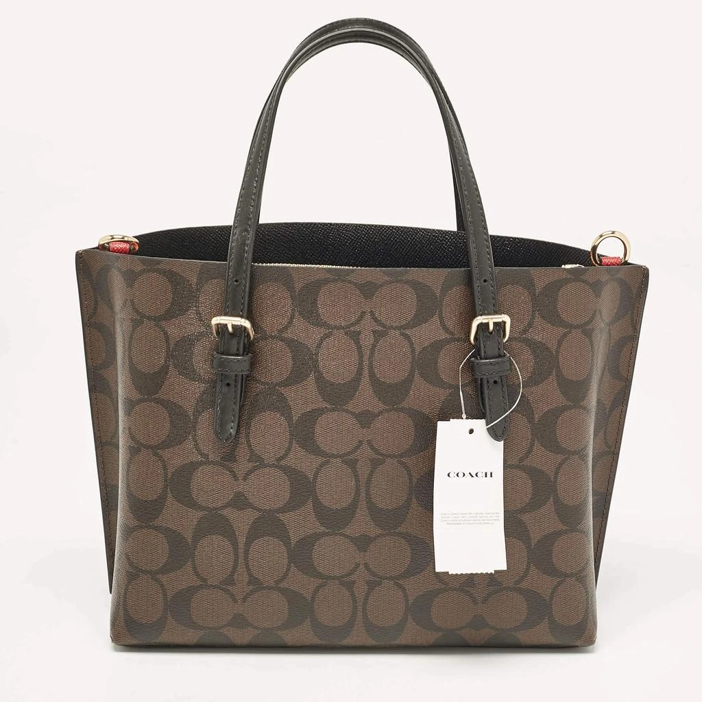 商品Coach|Coach Dark Brown/Black Signature Coated Canvas and Leather Molly 25 Tote,价格¥2849,第4张图片详细描述