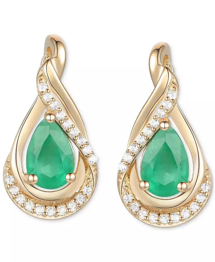 商品Macy's|Sapphire (1-1/10 ct. t.w.) and Diamond (1/10 ct. t.w.) Stud Earrings in 14k Gold (Also Available in Emerald),价格¥3863,第5张图片详细��描述
