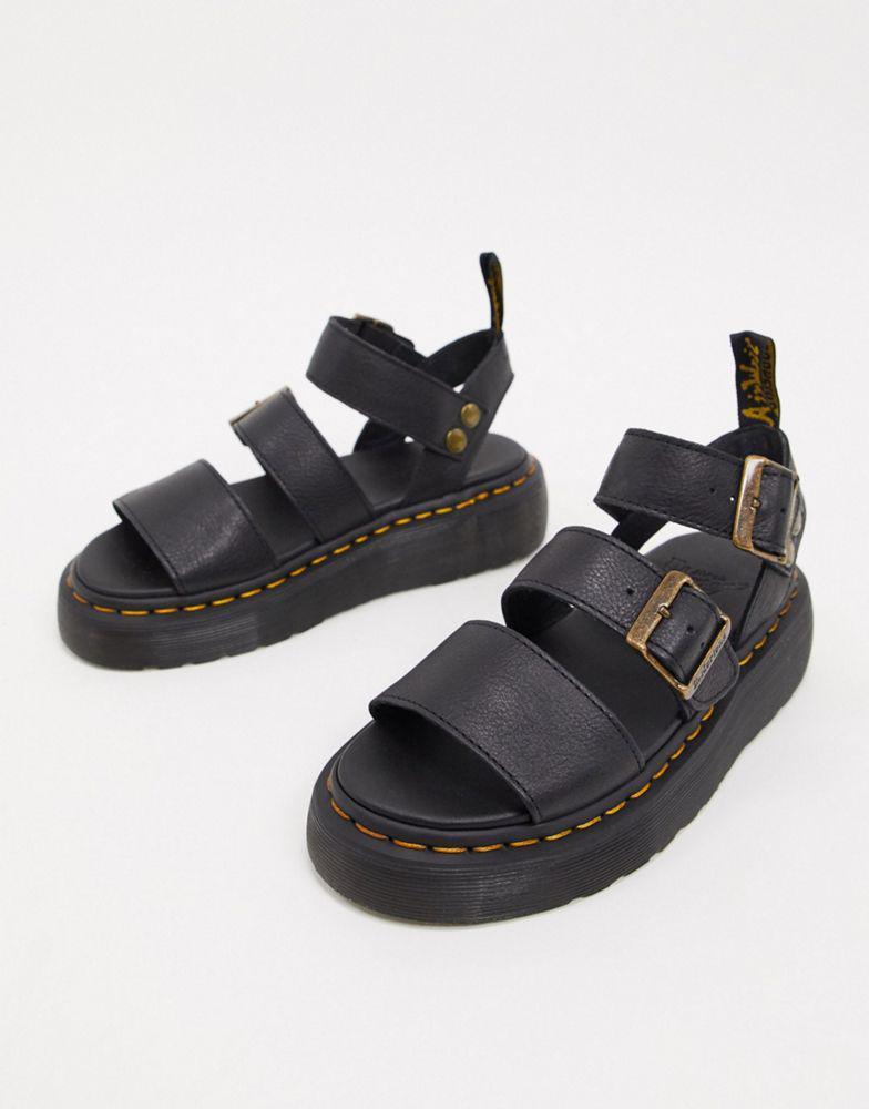 Dr Martens Gryphon Quad leather chunky sandals with gold hardware in black商品第4张图片规格展示