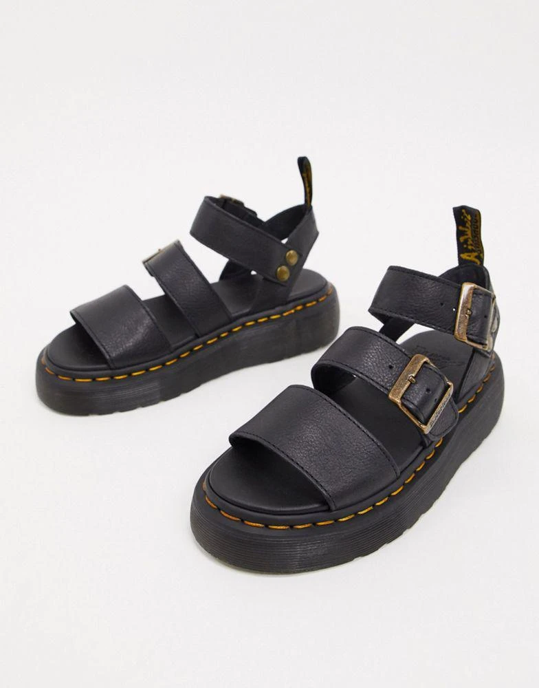 商品Dr. Martens|Dr Martens Gryphon Quad leather chunky sandals with gold hardware in black,价格¥1066,第4张图片详细描述