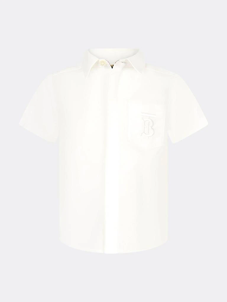 商品Burberry|Burberry White Baby Boys Cotton Short Sleeve Shirt,价格¥754,第1张图片