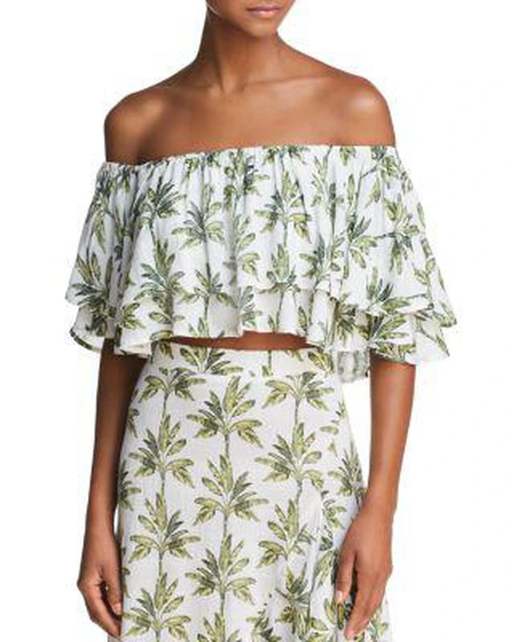 商品Show Me Your Mumu|Hayworth Off-the-Shoulder Ruffled Crop Top - 100% Exclusive,价格¥689,第1张图片