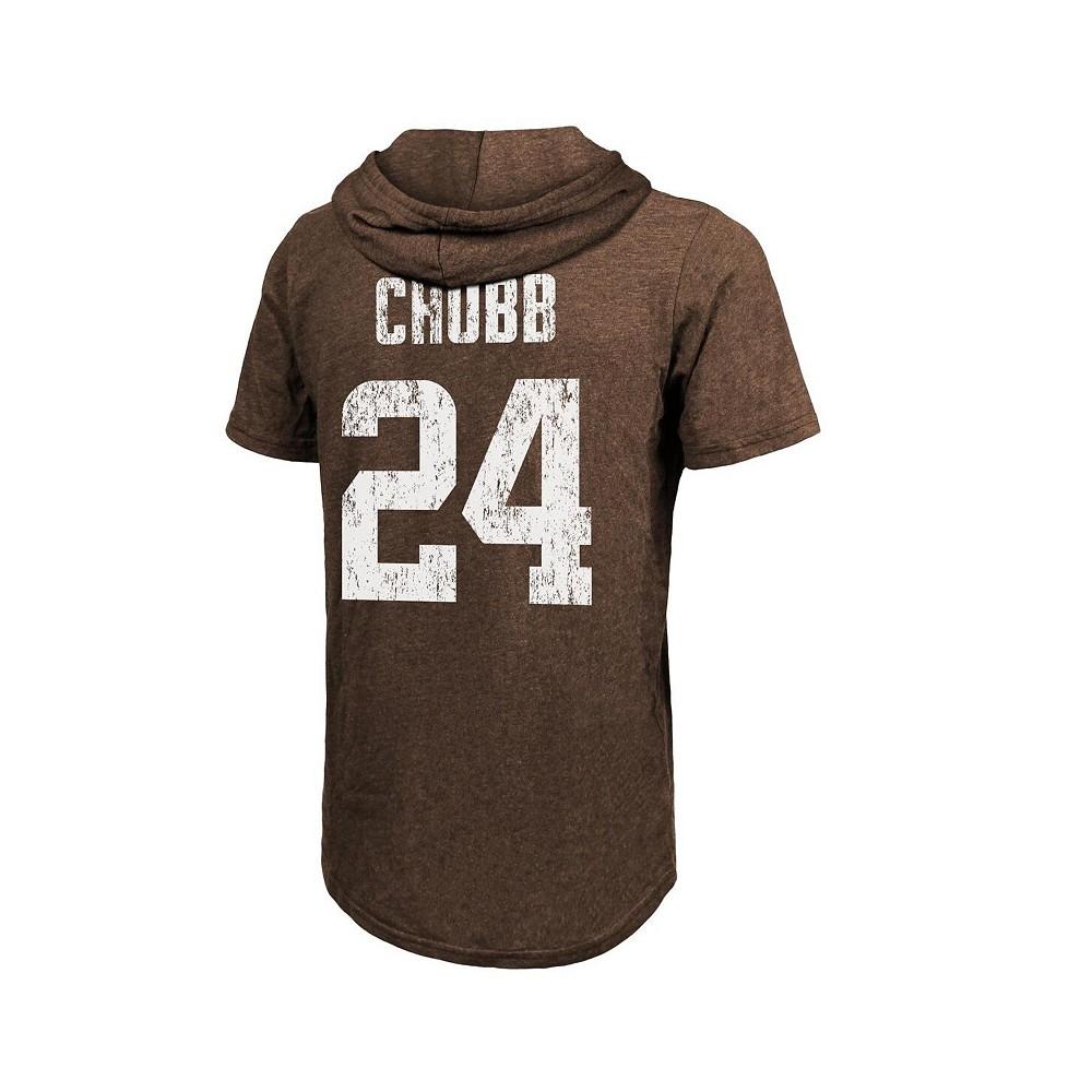 Men's Fanatics Nick Chubb Brown Cleveland Browns Player Name and Number Tri-Blend Hoodie T-shirt商品第4张图片规格展示