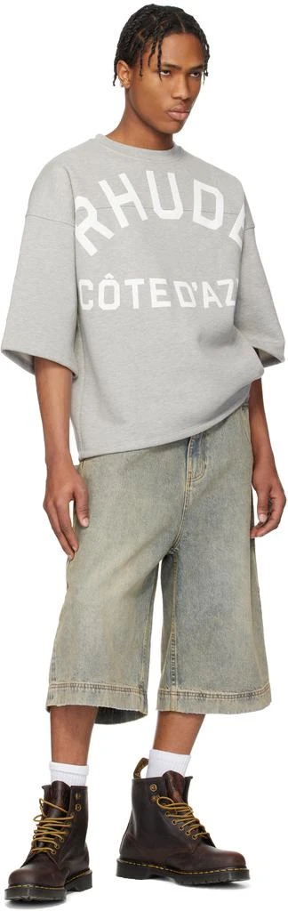 商品Rhude|Gray 'Côte D'Azur' Mid-Sleeve Boxy T-shirt,价格¥3121,第4张图片详细描述