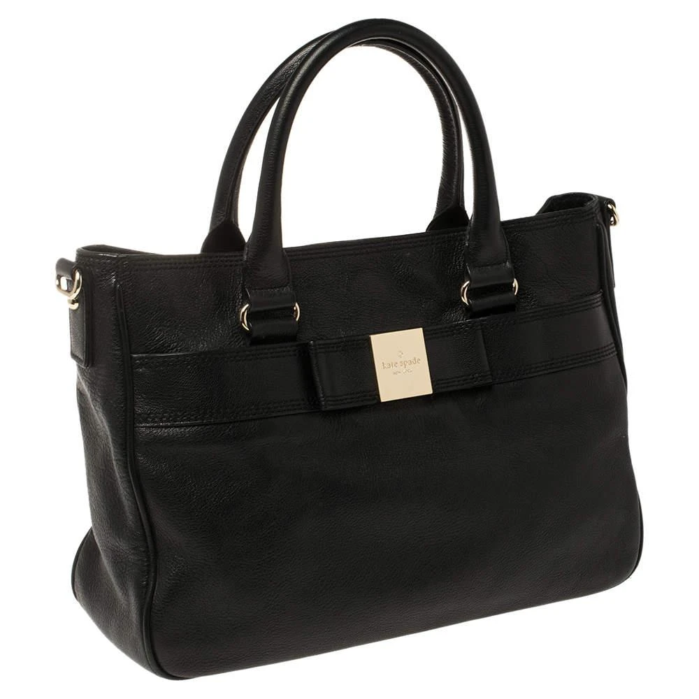 商品[二手商品] Kate Spade|Kate Spade Black Leather Bow Tote,价格¥1412,第3张图片详细描述