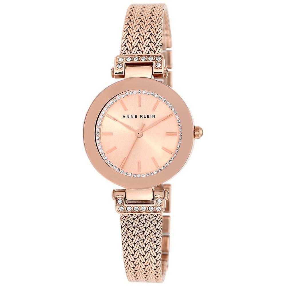 商品Anne Klein|Women's Premium Crystal-Accented Rose Gold-Tone Stainless Steel Mesh Bracelet Watch 30mm AK-1906RGRG,价格¥418,第1张图片