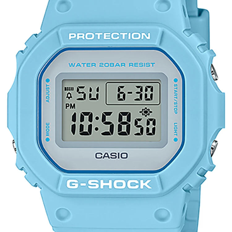 卡西欧（CASIO）手表 G-SHOCK YOUTH系列 防震防水电子荧光照明运动男女手表 DW-5600SC-2-浅蓝色-DW-5600SC-2 商品