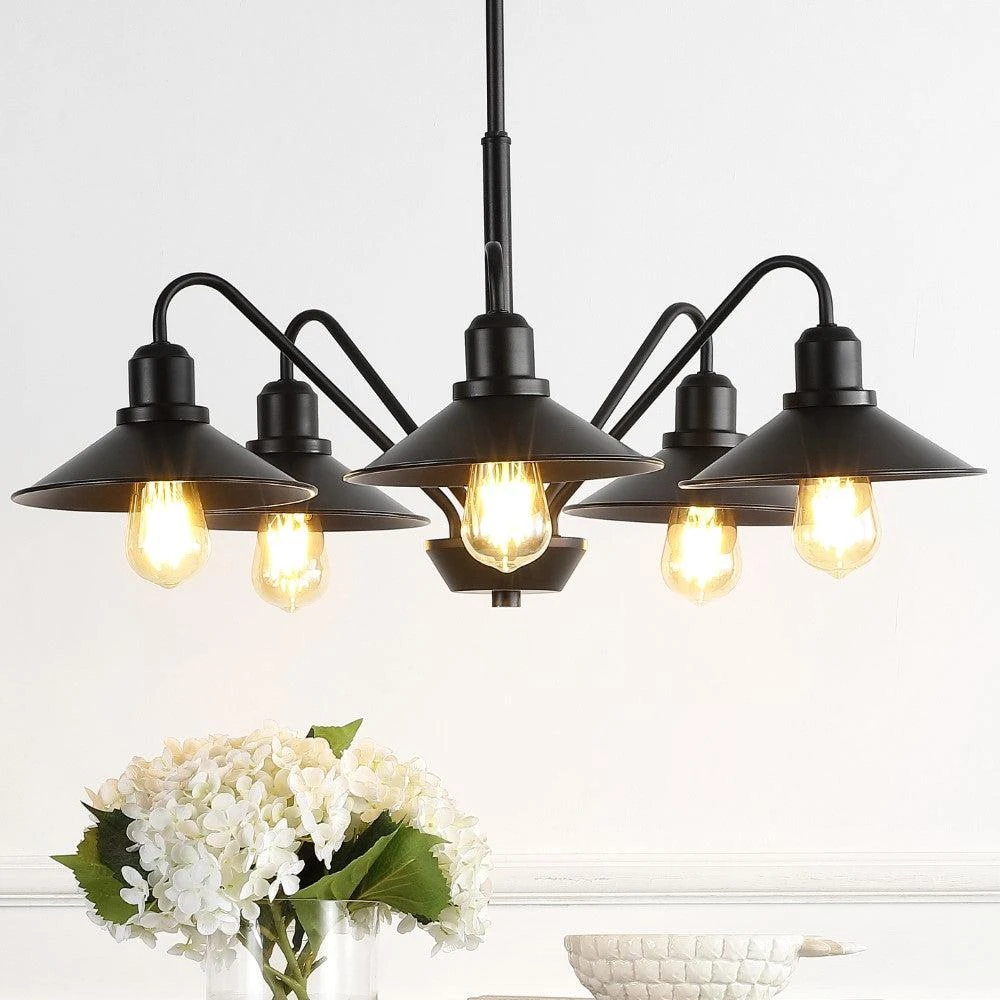 商品JONATHAN Y|Cole 27" 5-Light Metal Farmhouse Industrial LED Chandelier,价格¥1386,第4张图片详细描述