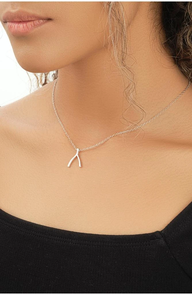 商品Sterling Forever|Rhodium Plated Wishbone Pendant Necklace,价格¥175,第2张图片详细描述