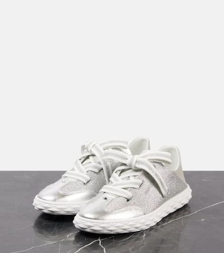 商品Jimmy Choo|Diamond Light Flex/F leather-trimmed sneakers,价格¥5470,第4张图片详细描述