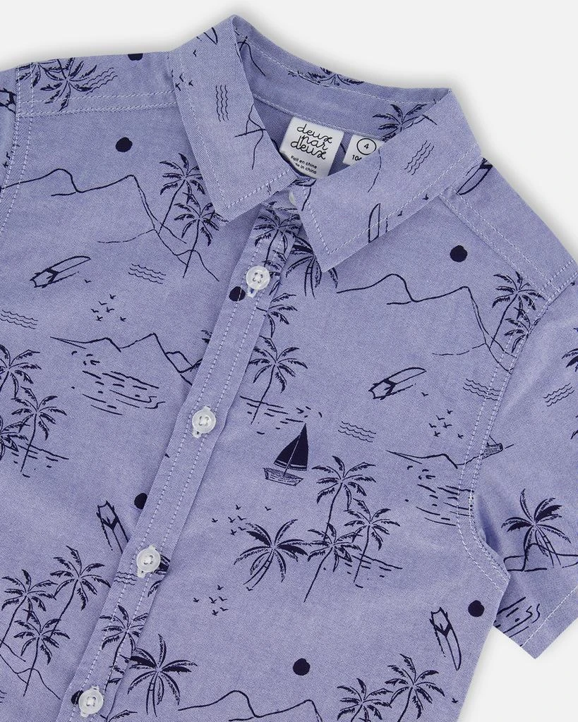 商品Deux par Deux|Short Sleeve Chambray Shirt Blue Printed Beach,价格¥437,第5张图片详细描述