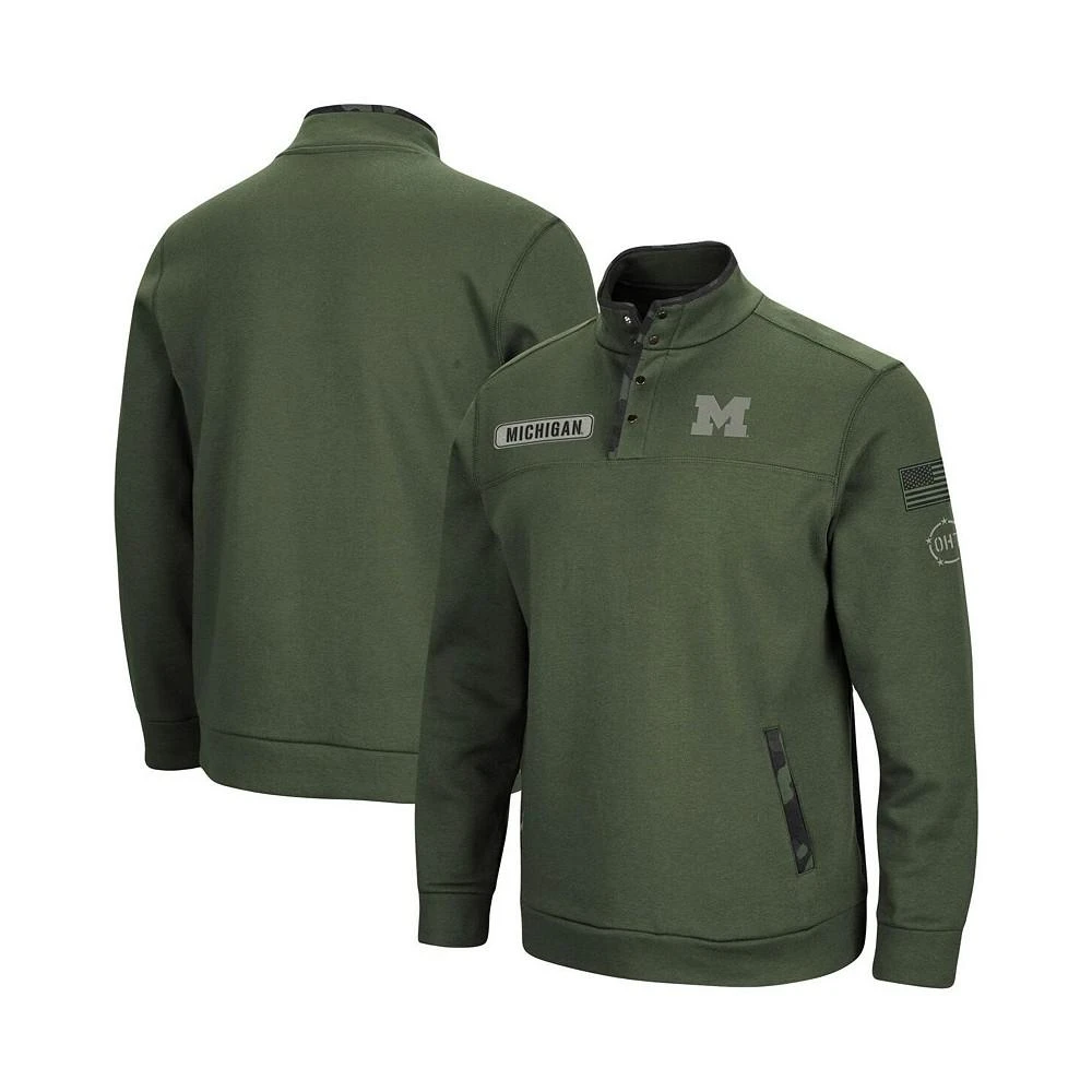 商品Colosseum|Men's Olive Michigan Wolverines OHT Military-Inspired Appreciation Digit Quarter-Snap Jacket,价格¥563,第1张图片