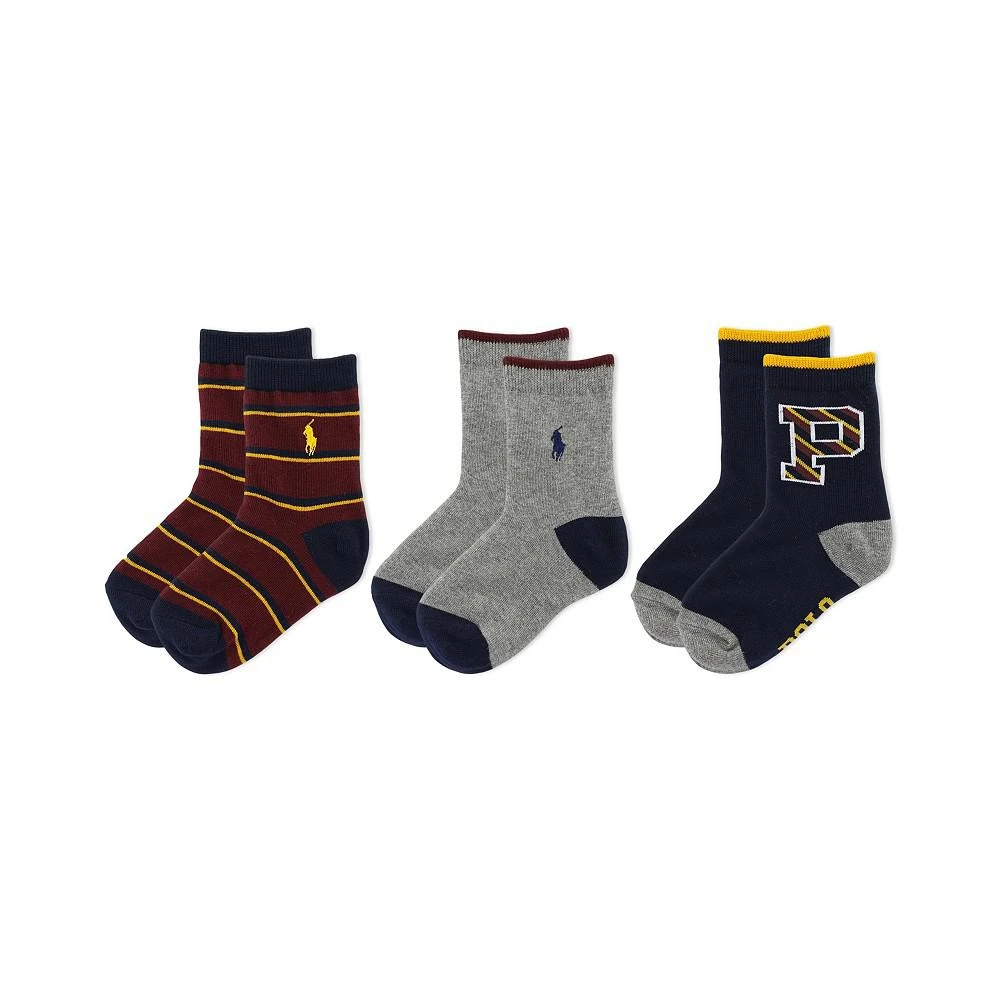 商品Ralph Lauren|Toddler Boys Rep Stripe Big Pony Socks, Pack of 3,价格¥136,第1张图片