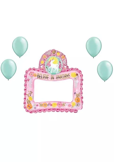 商品LOONBALLOON|Loonballoon Unicorn Theme Balloon Set 27 Inch Magical Unicorn Air Fill Selfie Frame Balloon And 4X Latex Balloons,价格¥150,第1张图片