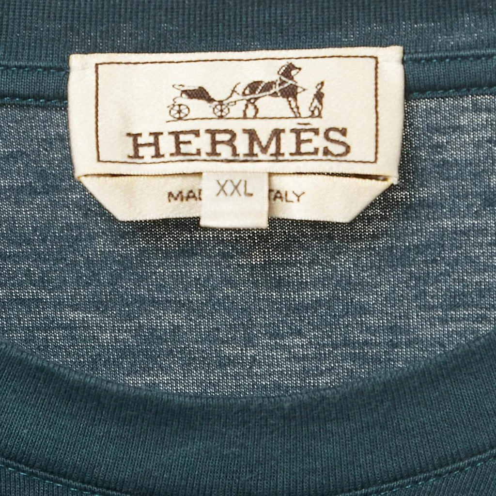 商品[二手商品] Hermes|Hermes Navy Blue Embroidered Cotton Crew Neck T-Shirt XXL,价格¥2180,第5张图片详细描述