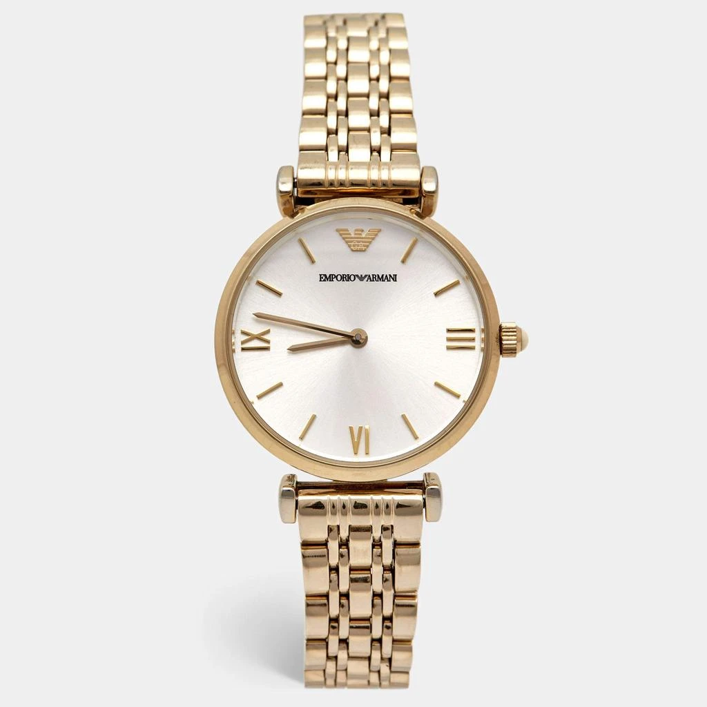 商品[二手商品] Emporio Armani|Emporio Armani Silver Gold Plated Stainless Steel Classic AR-1877 Women's Wristwatch 32 mm,价格¥1118,第1张图片