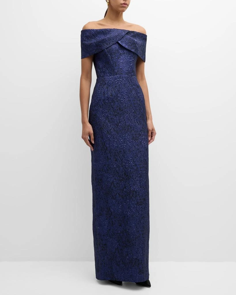 商品Teri Jon|Off-Shoulder Jacquard Column Gown,价格¥4889,第2张图片详细描述