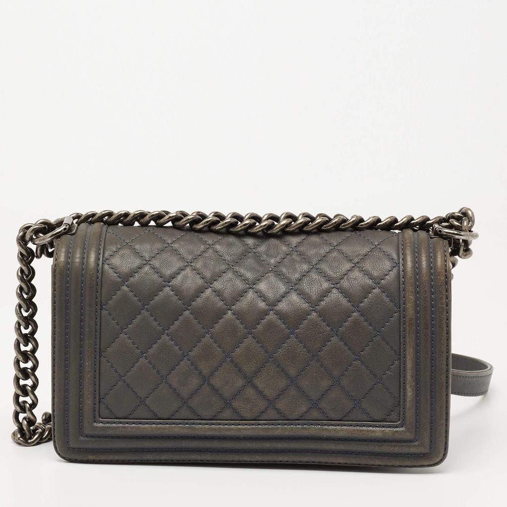 商品[二手商品] Chanel|Chanel Grey Quilted Leather Medium Paris Dallas Boy Flap Bag,价格¥20506,第6张图片详细描述