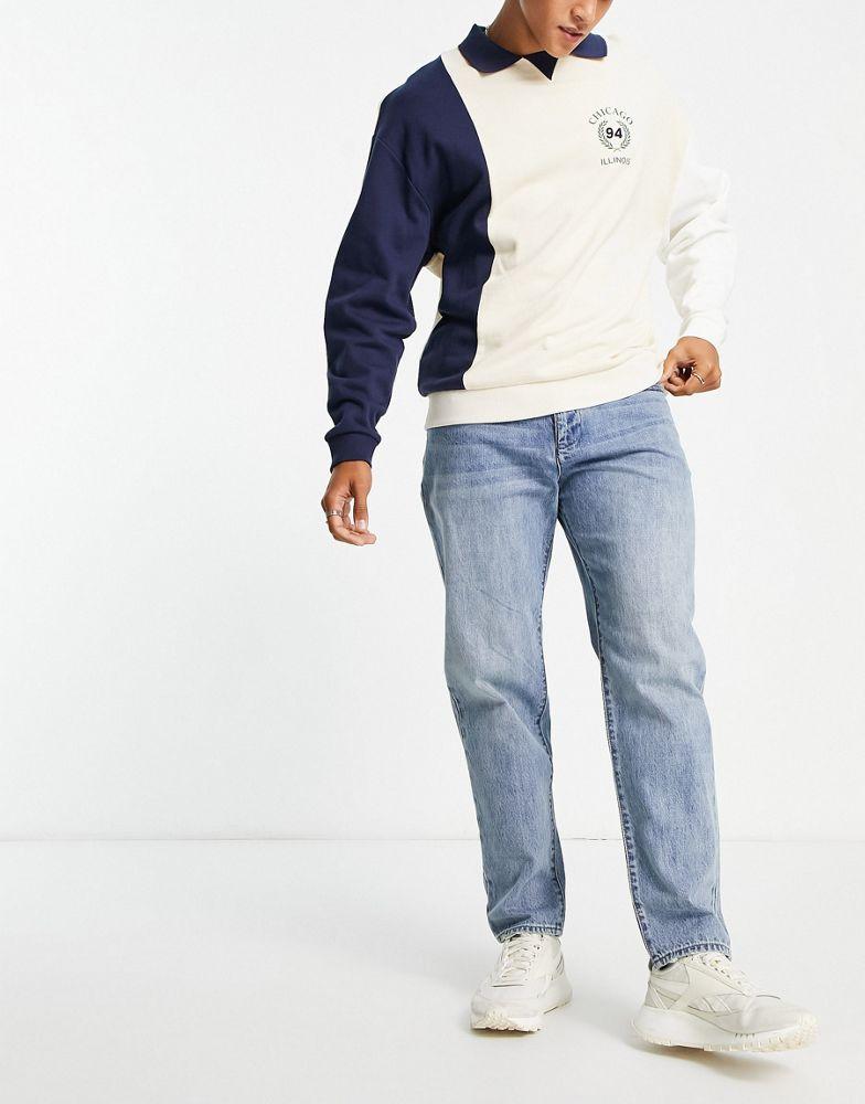 Armani Exchange carrot leg jeans in light wash blue商品第4张图片规格展示