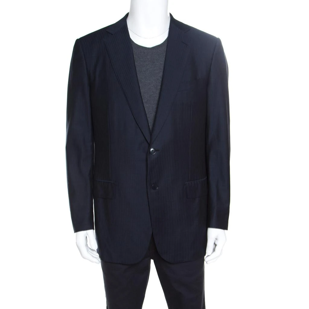 商品[二手商品] Zegna|Ermenegildo Zegna Navy Blue Tonal Striped Wool Blazer XL,价格¥1349,第1张图片