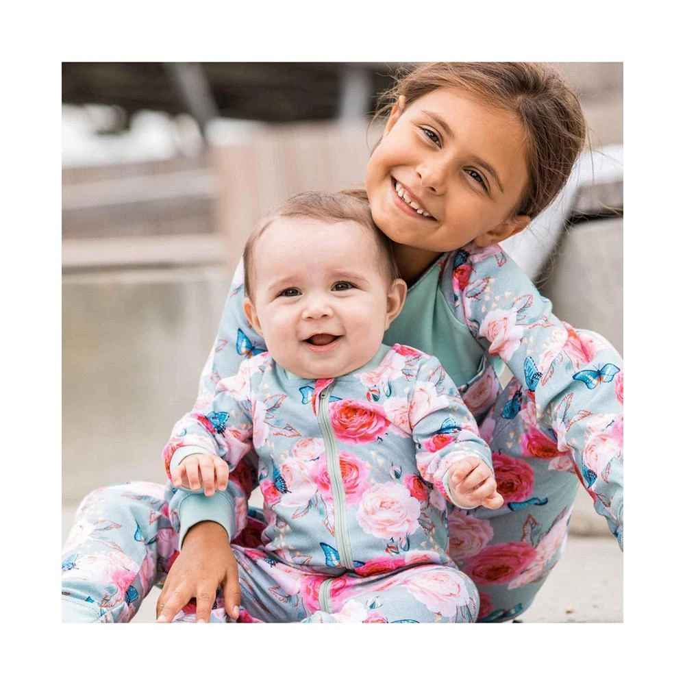 商品Deux par Deux|Baby Girl Organic Cotton One Piece Printed Pajama Blue Roses & Butterflies - Infant,价格¥246,第2张图片详细描述