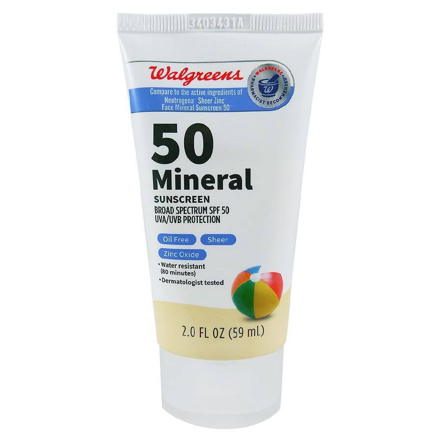 商品Walgreens|Sheer Mineral Face Sunscreen SPF 50,价格¥75,第1张图片