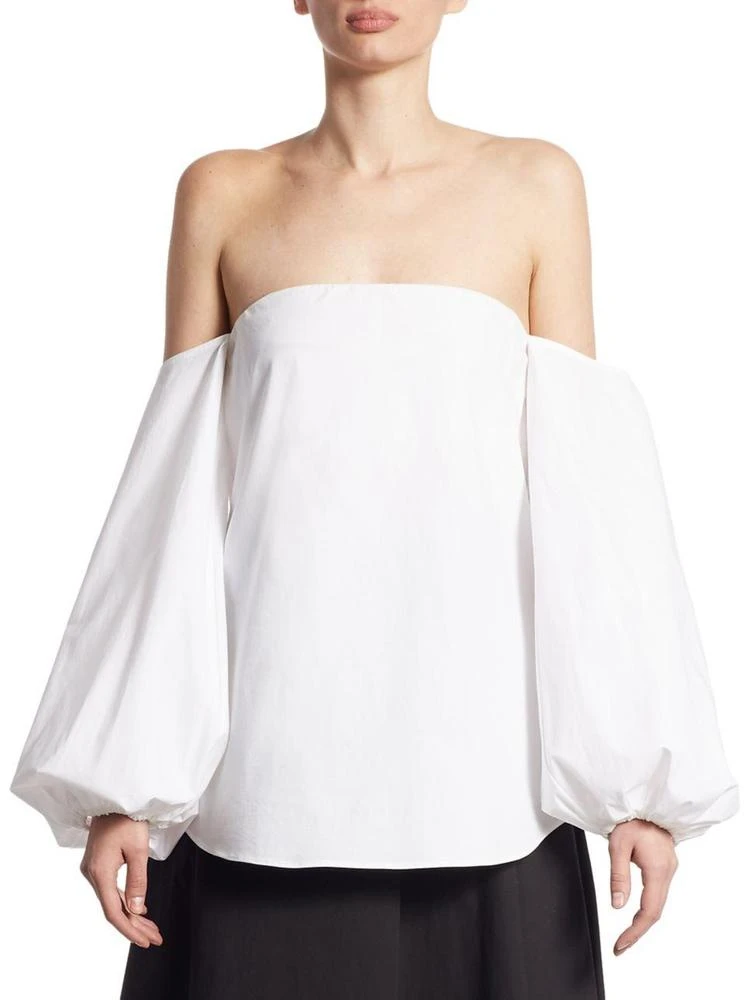 商品Theory|Laureema Off-The-Shoulder Poplin Top,价格¥597,第1张图片