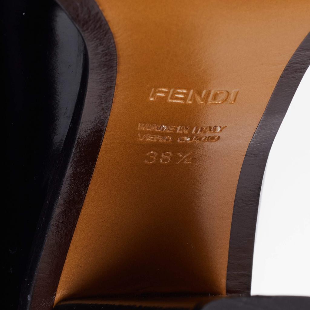 Fendi Black Glossy Leather FF Loafer Platform Pumps Size 38.5商品第8张图片规格展示