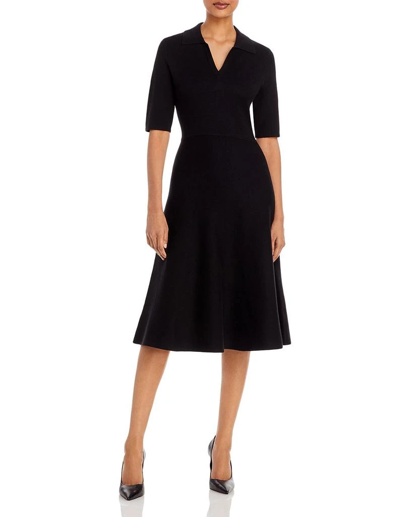 商品Tahari|Elbow Sleeve Polo Collar Fit and Flare Dress,价格¥885,第1张图片