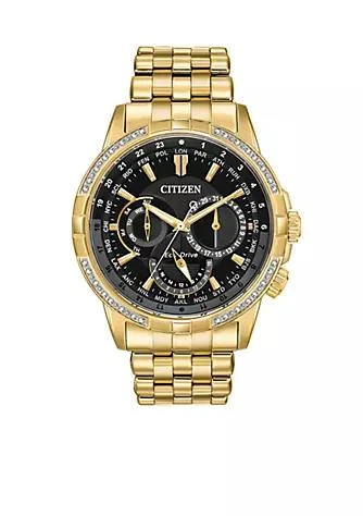 商品Citizen|Gold Tone Eco Drive Calendrier Diamond Accent Watch,价格¥4317,第1张图片