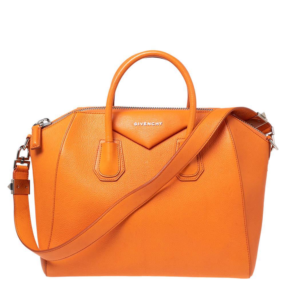 商品[二手商品] Givenchy|Givenchy Orange Leather Medium Antigona Satchel,价格¥5179,第1张图片
